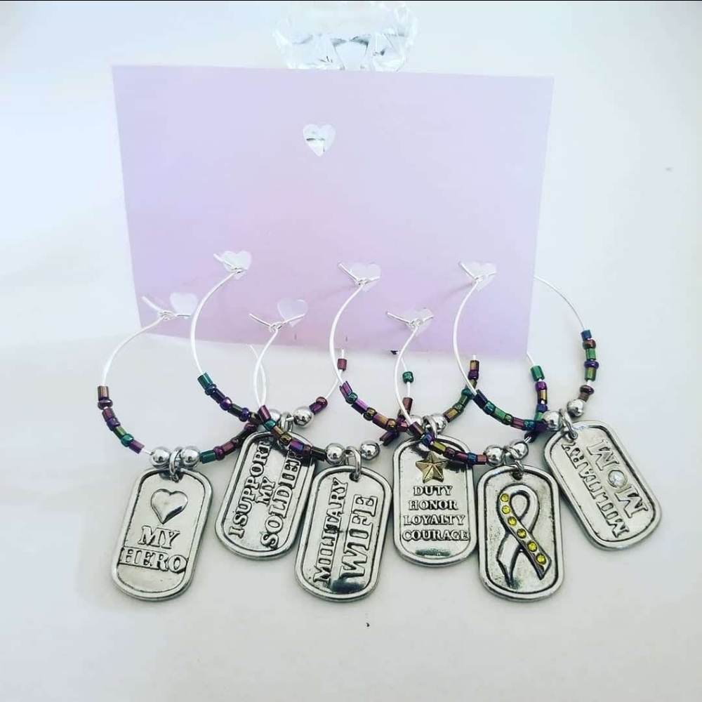 SUPPORT YOUR SOLDIER Wine Glass Charms